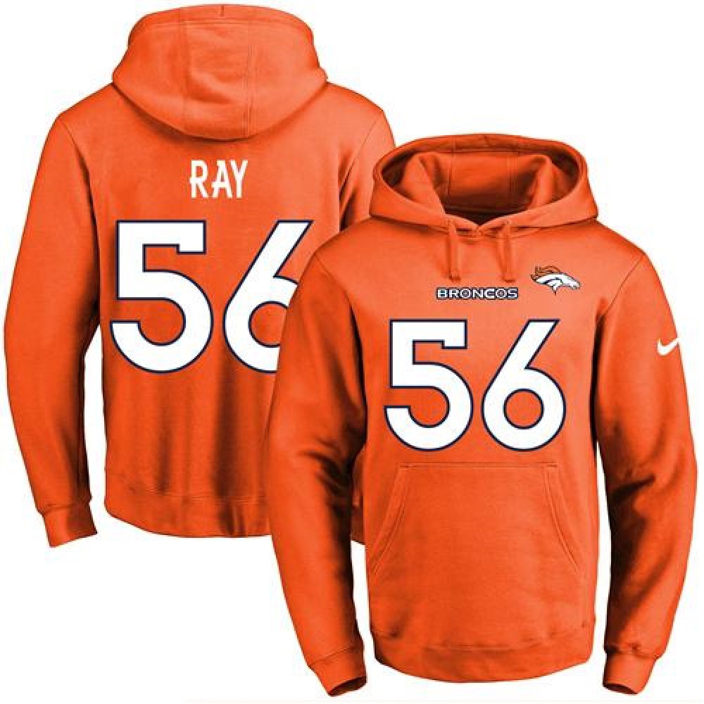 Broncos #56 Shane Ray Orange Name & Number Pullover NFL Hoodie