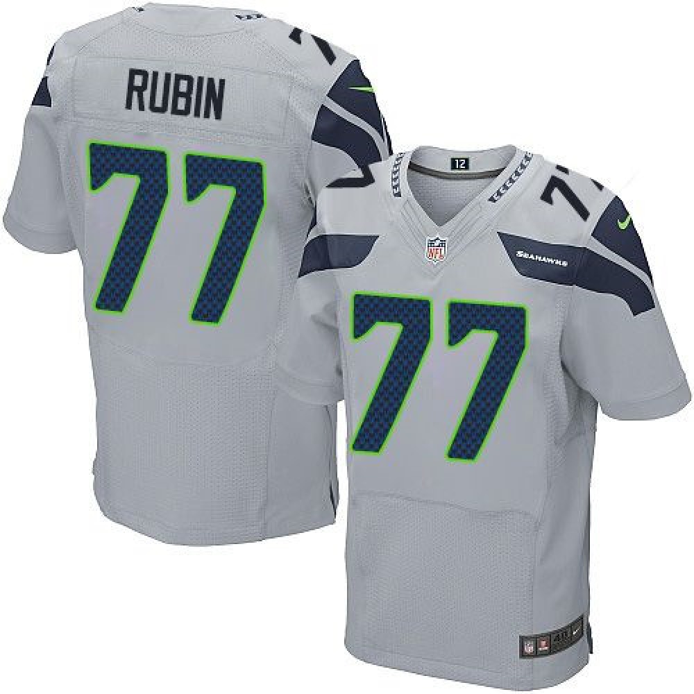Seahawks #77 Ahtyba Rubin Grey Alternate Men's Stitched NFL Elite Jersey