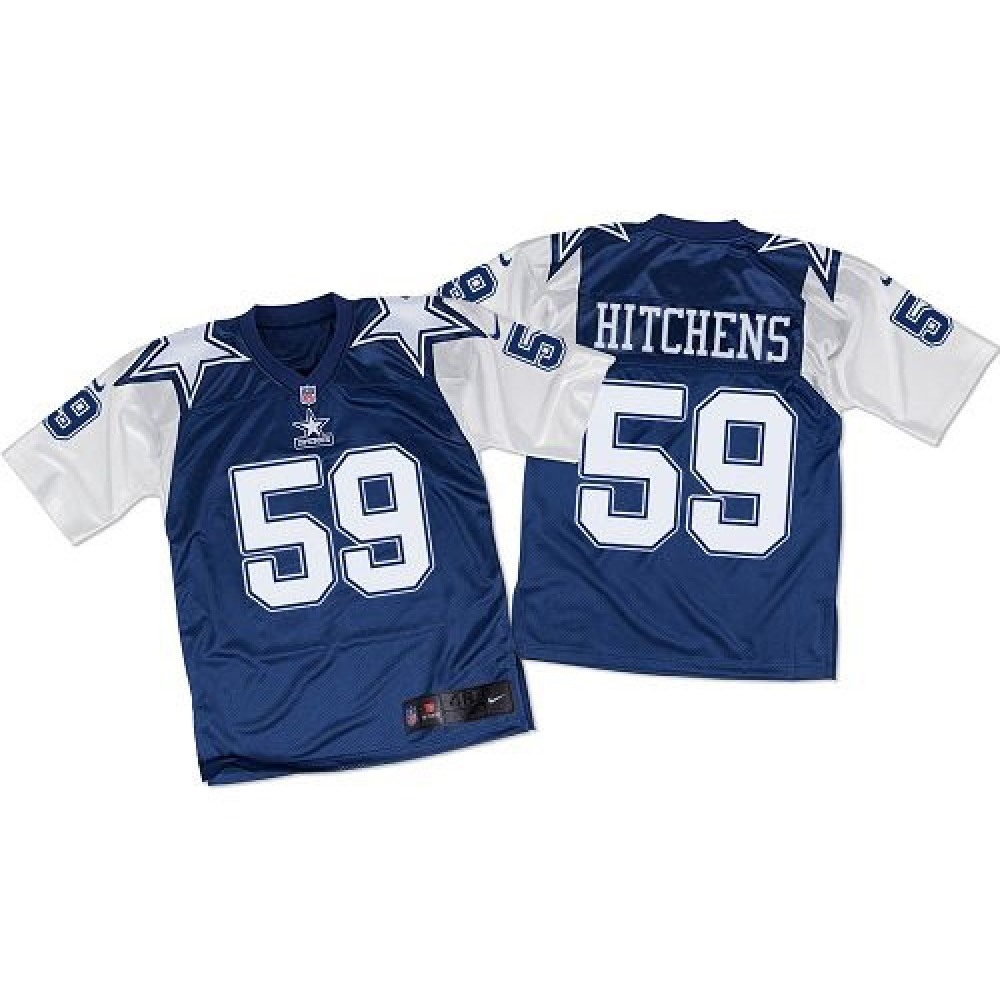 Cowboys #59 Anthony Hitchens Navy Blue/White Throwback Men's Stitched NFL Elite Jersey