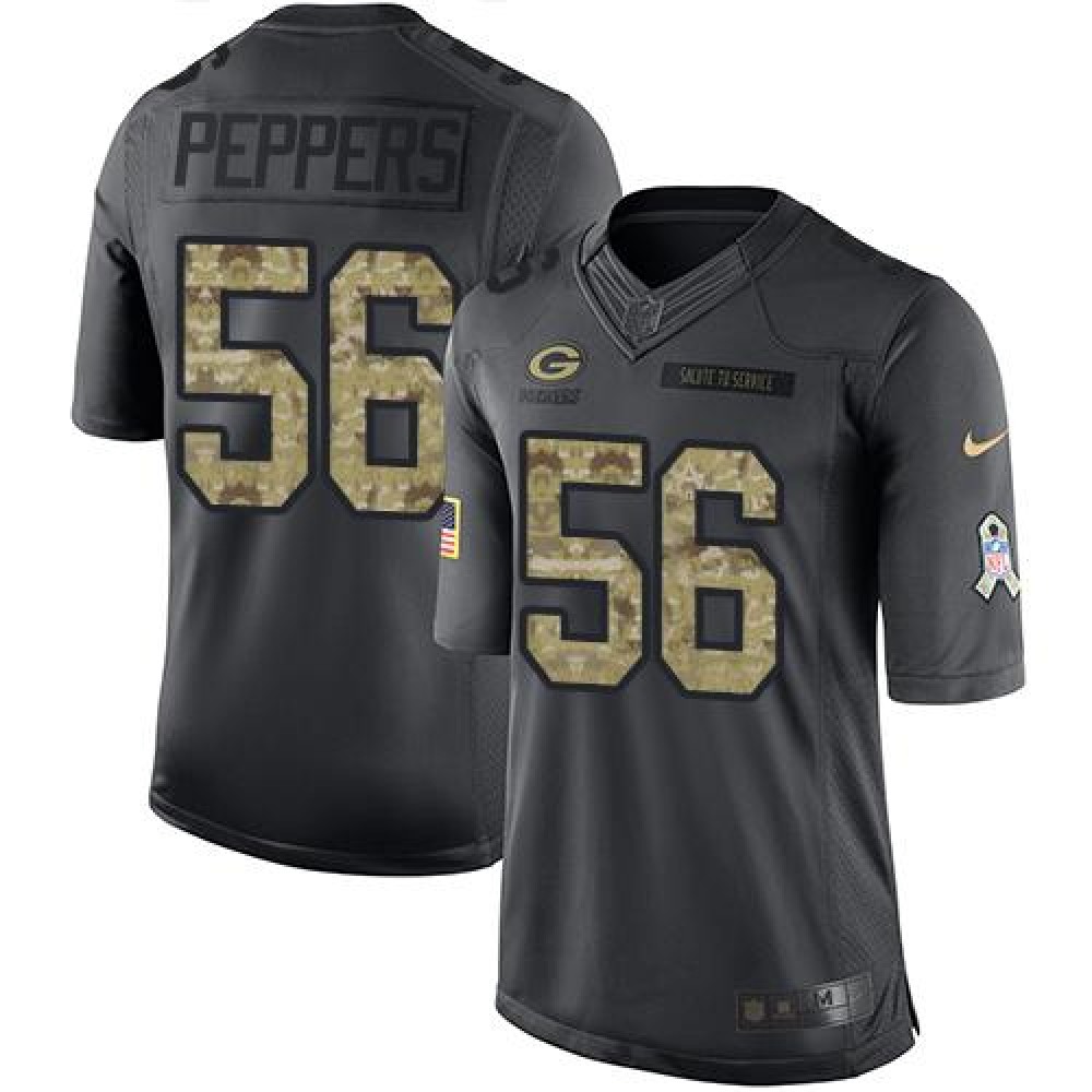 Packers #56 Julius Peppers Black Men's Stitched NFL Limited 2016 Salute To Service Jersey