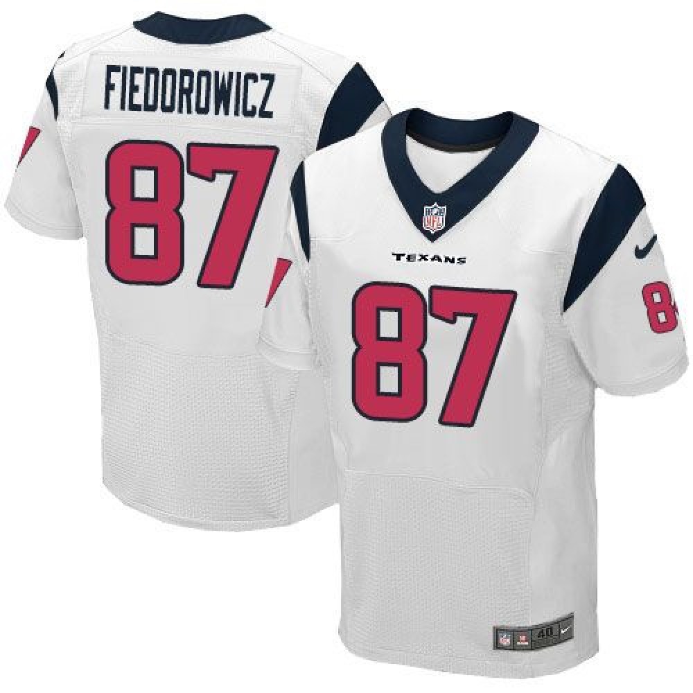 Texans #87 C.J. Fiedorowicz White Men's Stitched NFL Elite Jersey