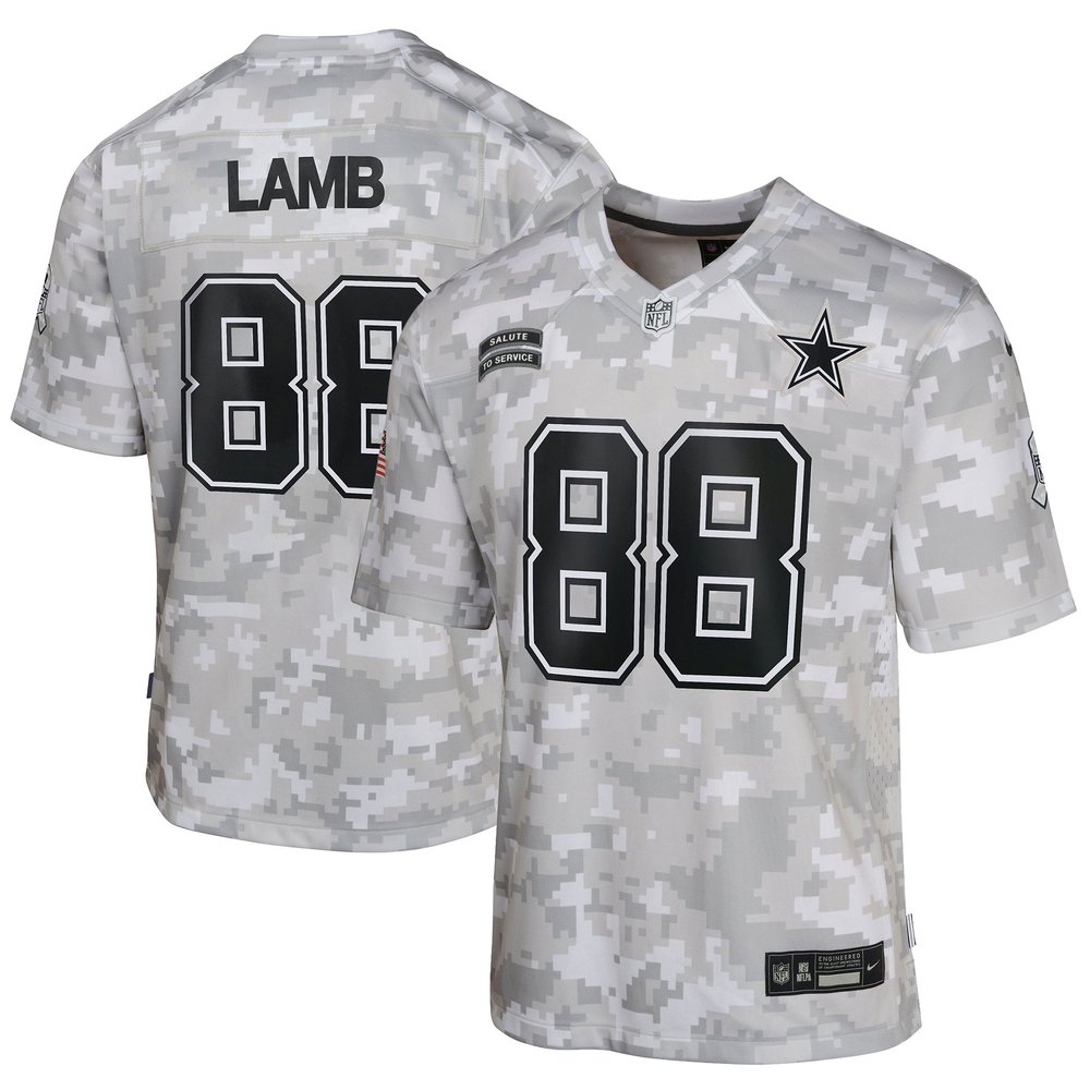 Youth Dallas Cowboys CeeDee LambArctic Camo 2024 Salute to Service Game Jersey
