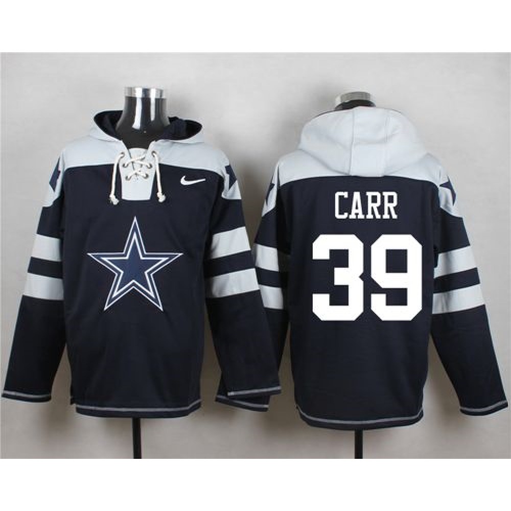 Cowboys #39 Brandon Carr Navy Blue Player Pullover NFL Hoodie