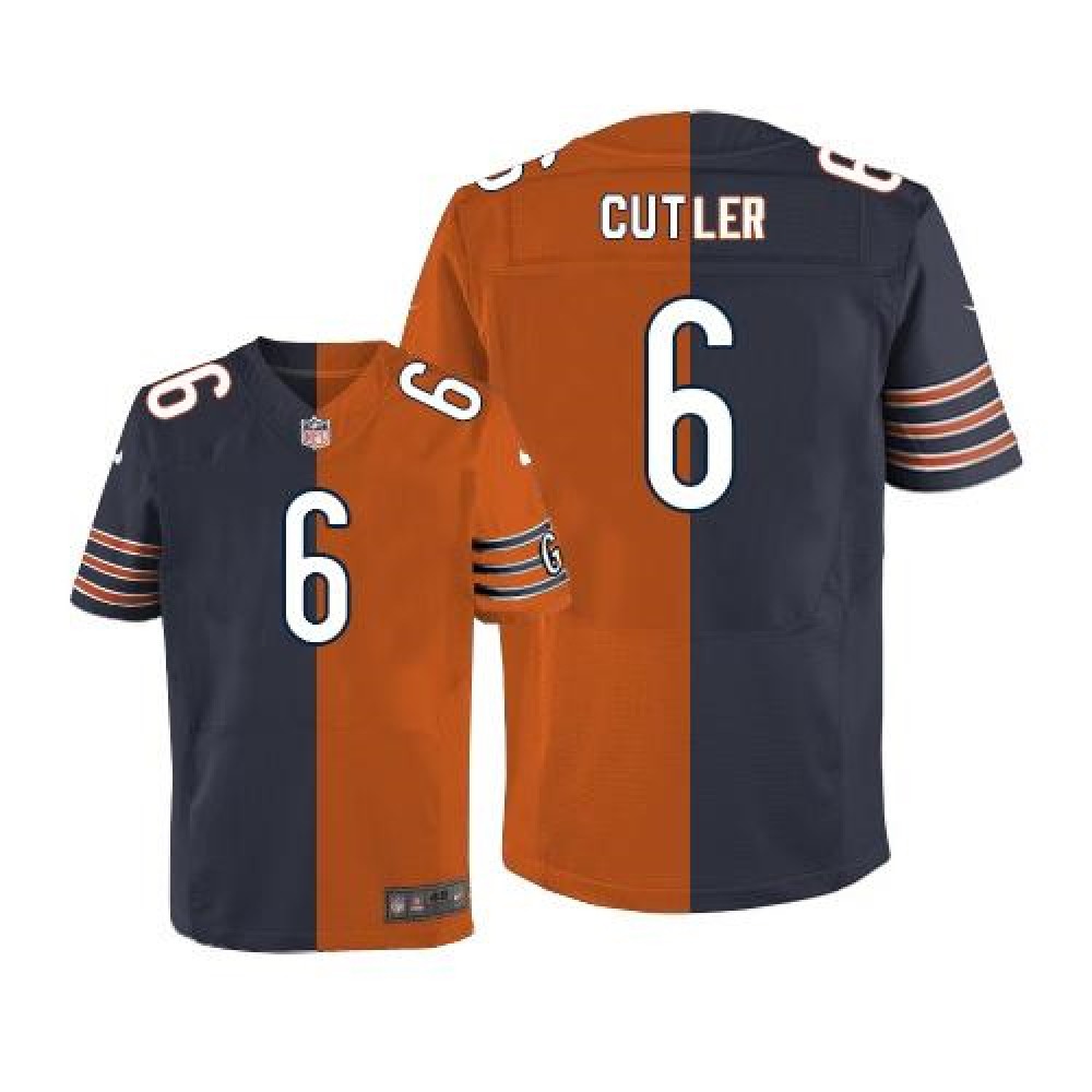 Bears #6 Jay Cutler Navy Blue/Orange Men's Stitched NFL Elite Split Jersey