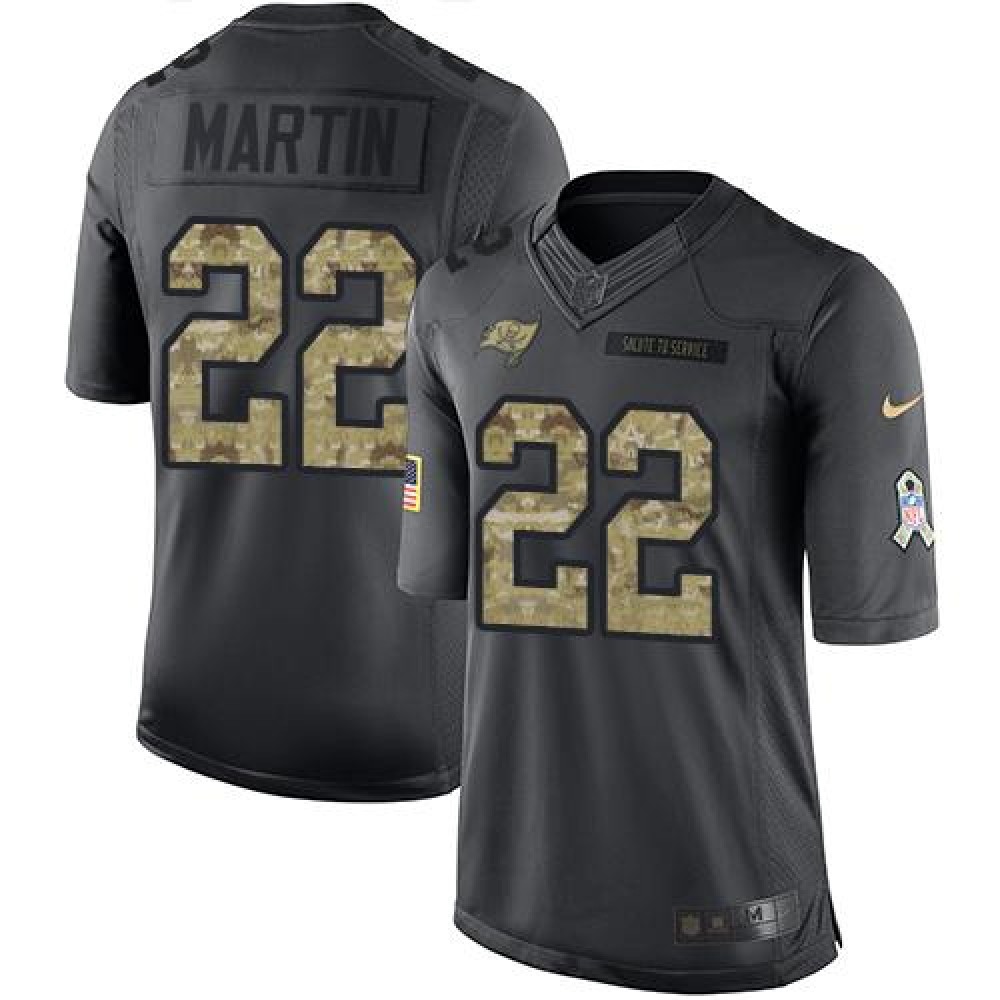 Buccaneers #22 Doug Martin Black Men's Stitched NFL Limited 2016 Salute to Service Jersey