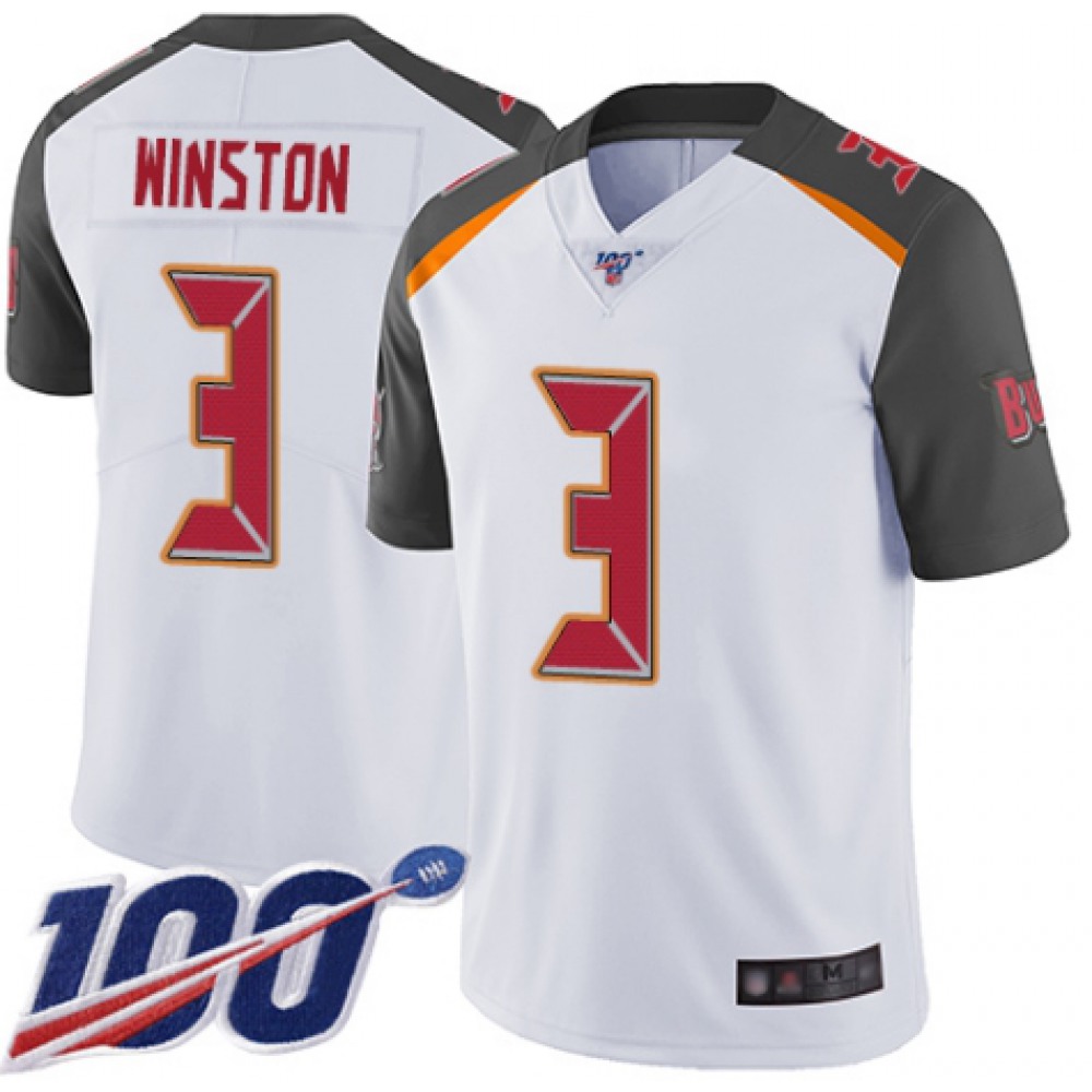 Men's Tampa Bay Buccaneers #3 Jameis Winston White 2019 100th Season Vapor Untouchable Limited Stitched NFL Jersey