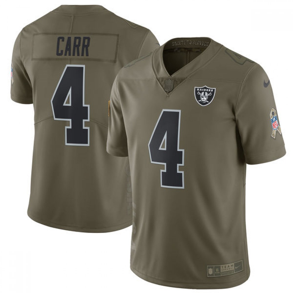 YouthOakland Raiders #4 Derek Carr Olive Salute To Service Limited Stitched NFL Jersey