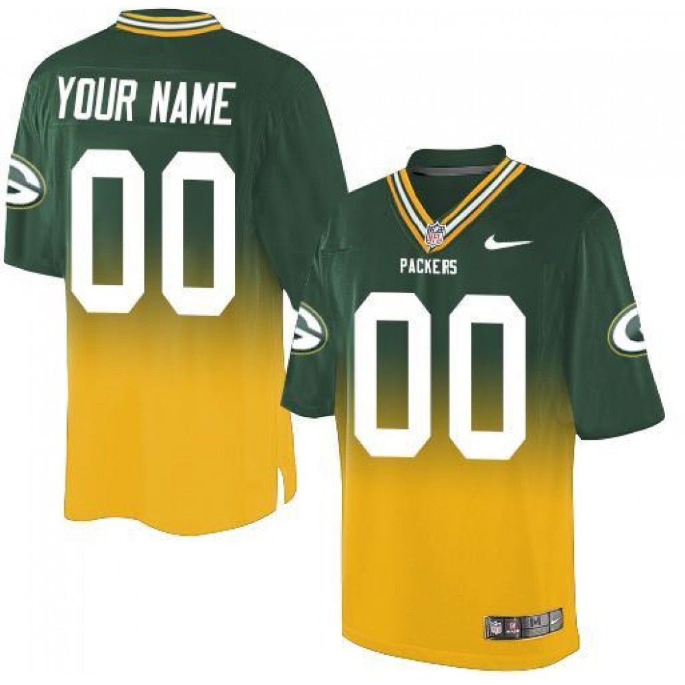 Green Bay Packers Customized Green/Gold Men's Stitched Elite Fadeaway Fashion NFL Jersey