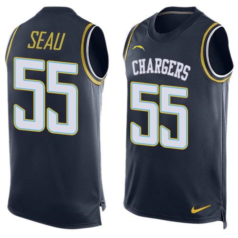 Chargers #55 Junior Seau Navy Blue Team Color Men's Stitched NFL Limited Tank Top Jersey