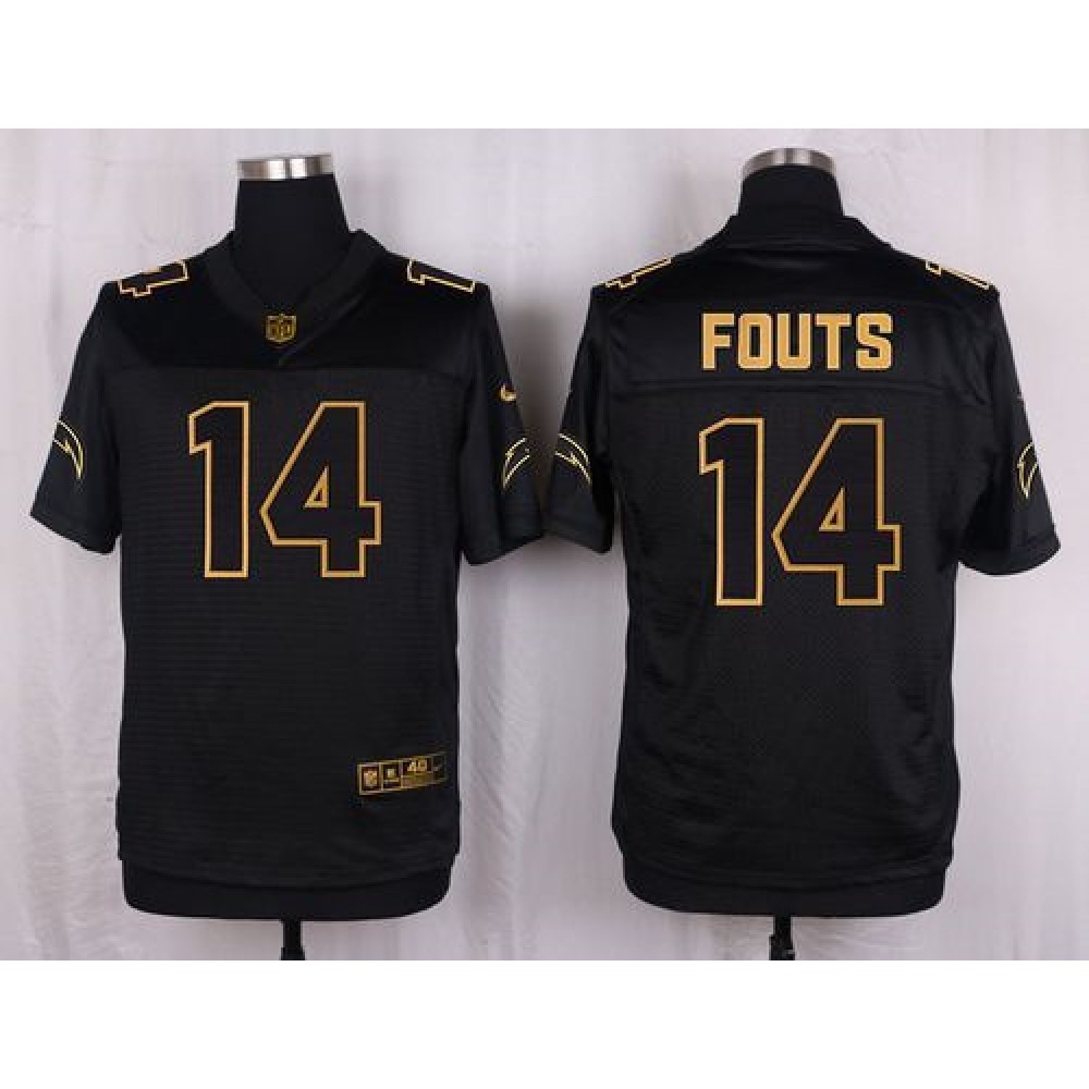 Chargers #14 Dan Fouts Black Men's Stitched NFL Elite Pro Line Gold Collection Jersey