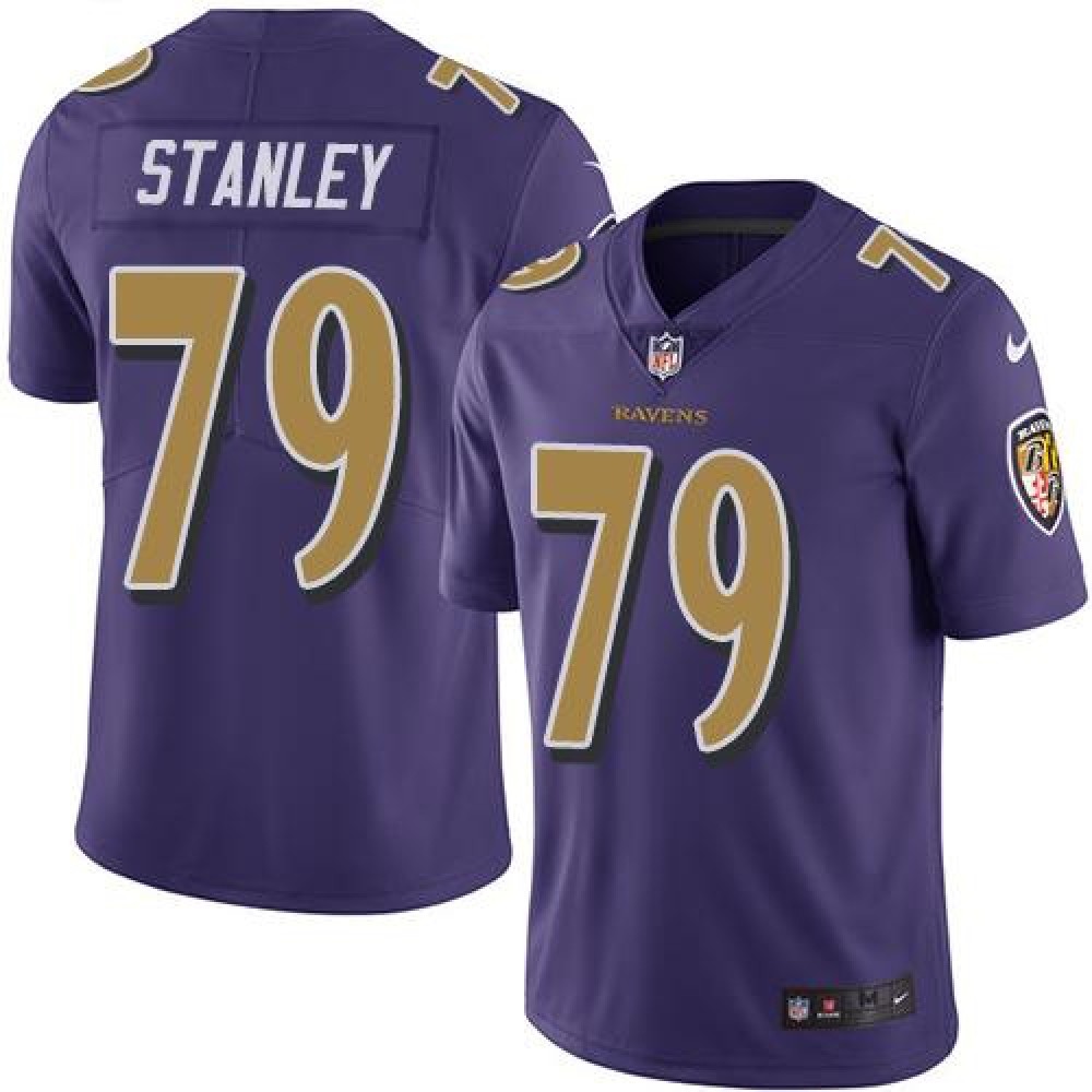 Ravens #79 Ronnie Stanley Purple Men's Stitched NFL Limited Rush Jersey