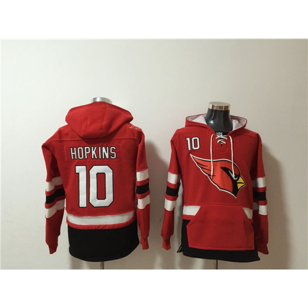 Men's Arizona Cardinals #10 DeAndre Hopkins Red Ageless Must-Have Lace-Up Pullover Hoodie