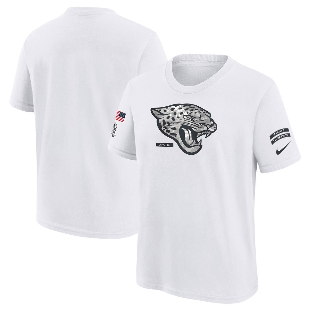 Youth Jacksonville JaguarsWhite 2024 Salute To Service T-Shirt