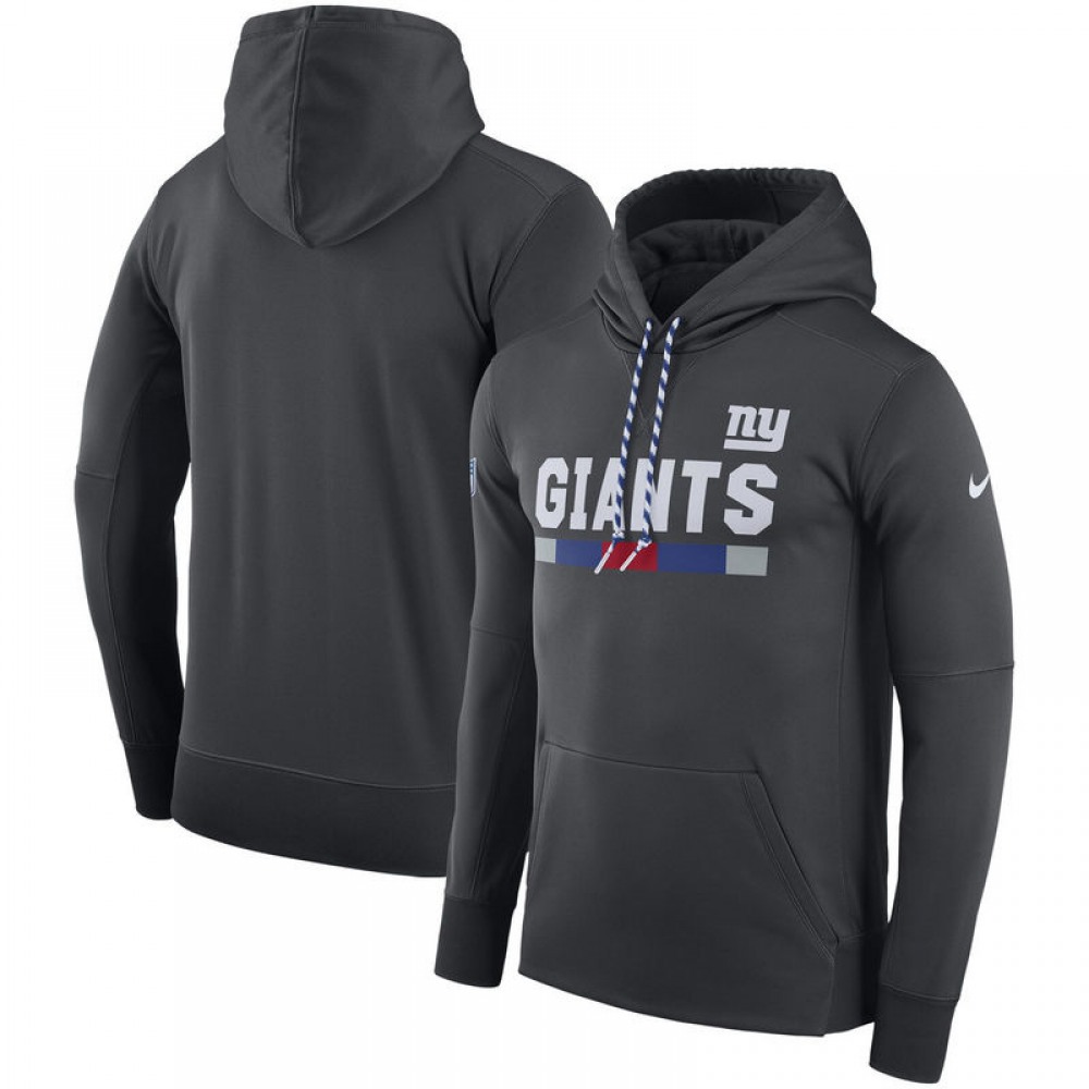 Men's New York GiantsCharcoal Sideline Team Name Performance Pullover Hoodie