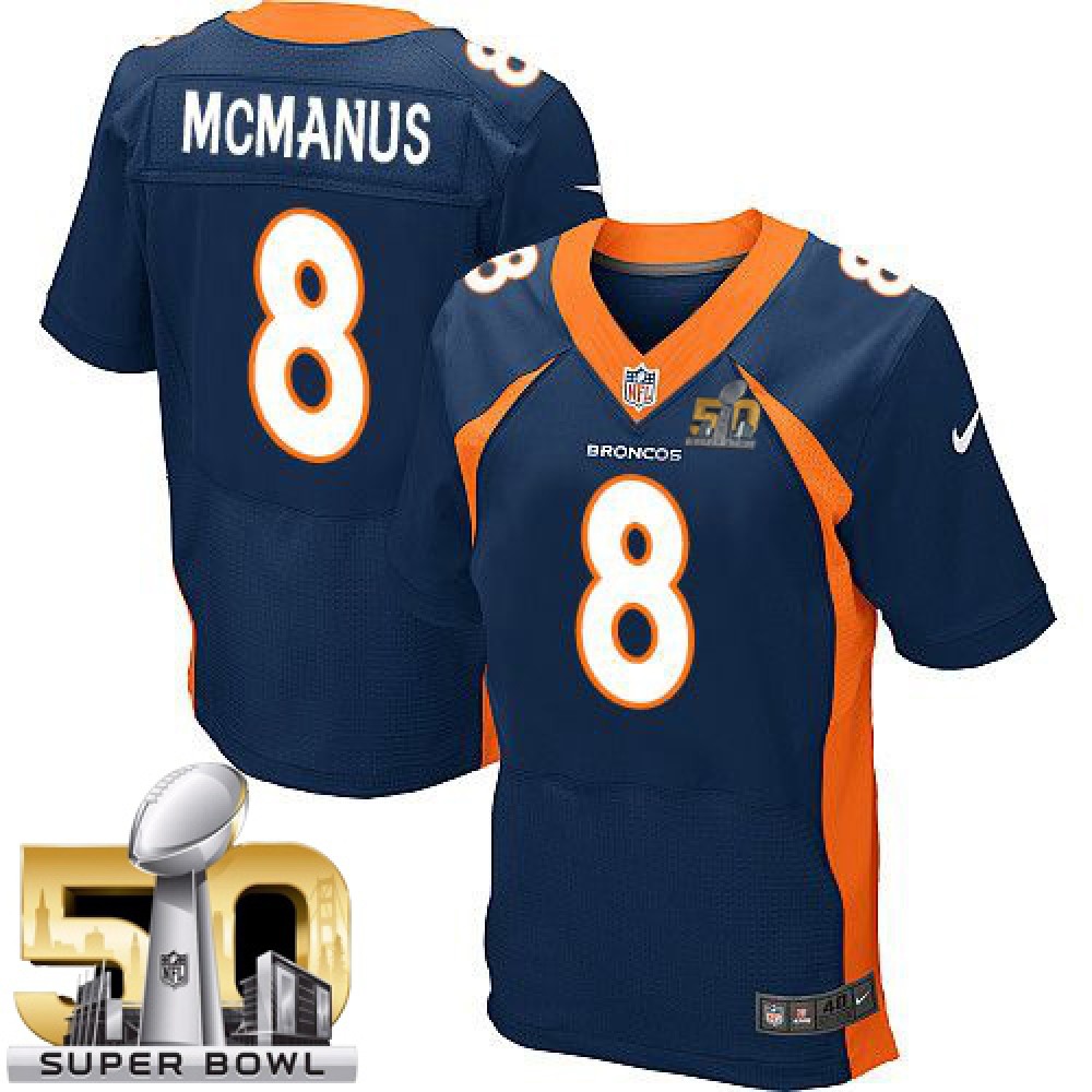 Broncos #8 Brandon McManus Navy Blue Alternate Super Bowl 50 Men's Stitched NFL New Elite Jersey