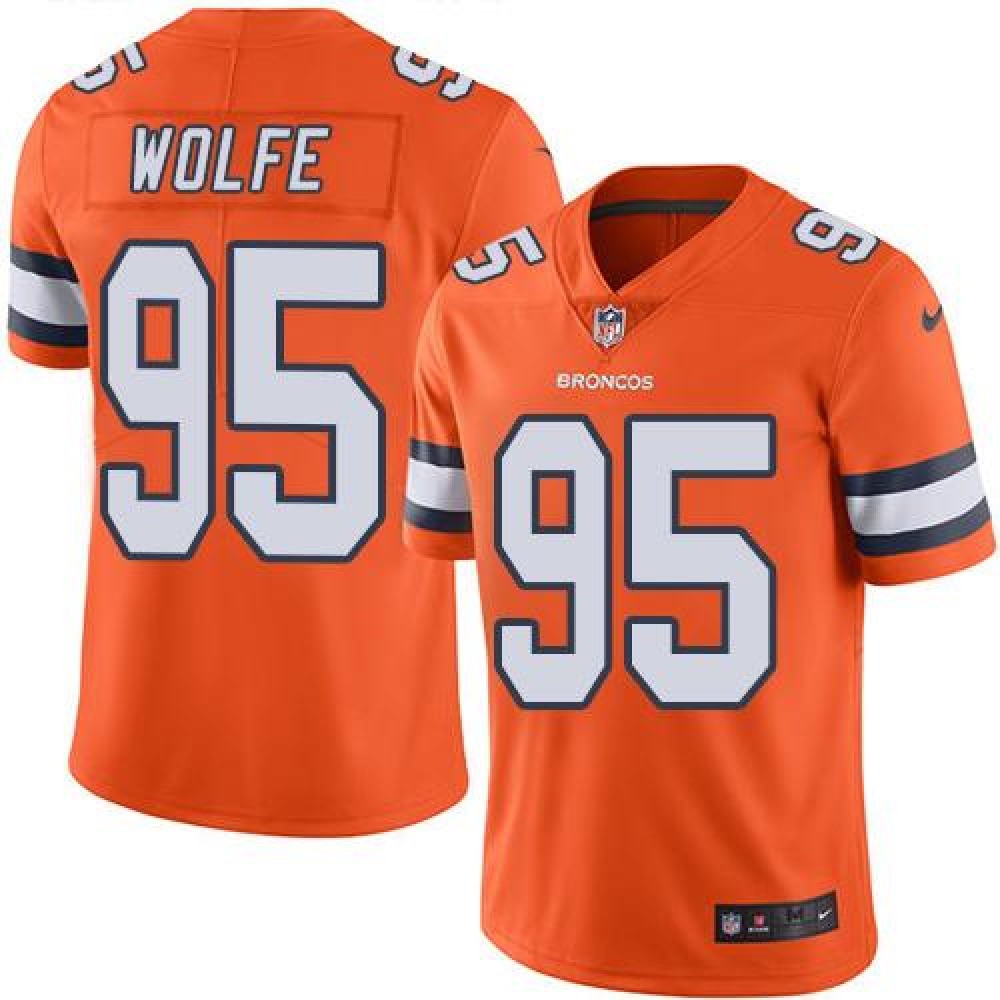 Broncos #95 Derek Wolfe Orange Men's Stitched NFL Limited Rush Jersey