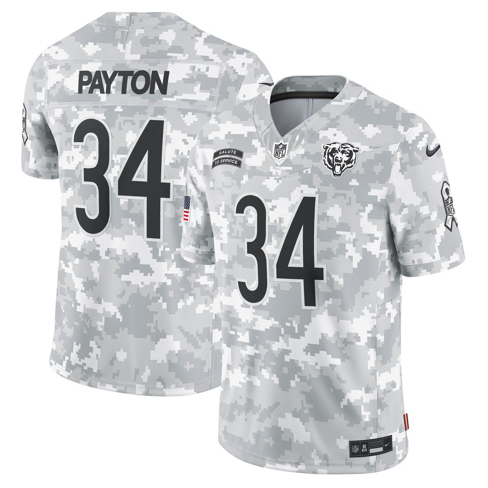 Men's Chicago Bears Walter PaytonArctic Camo 2024 Salute to Service Retired Player Limited Jersey