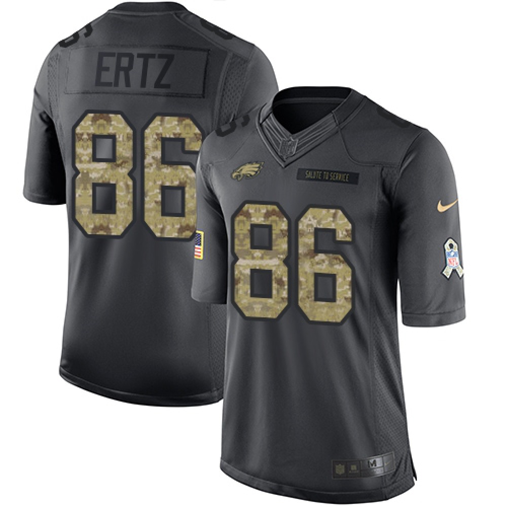Eagles #86 Zach Ertz Black Youth Stitched NFL Limited 2016 Salute to Service Jersey