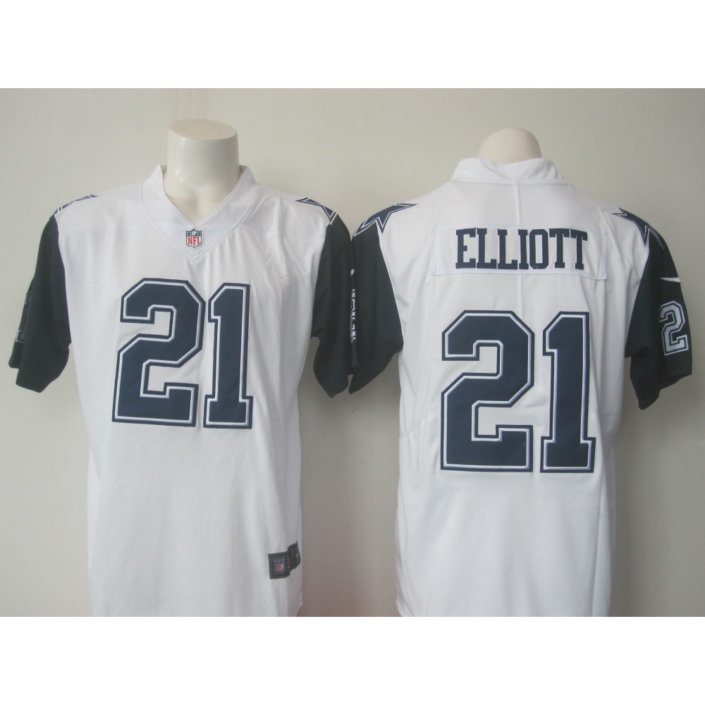Men'sCowboys #21 Ezekiel Elliott White Limited Rush Stitched NFL Jersey