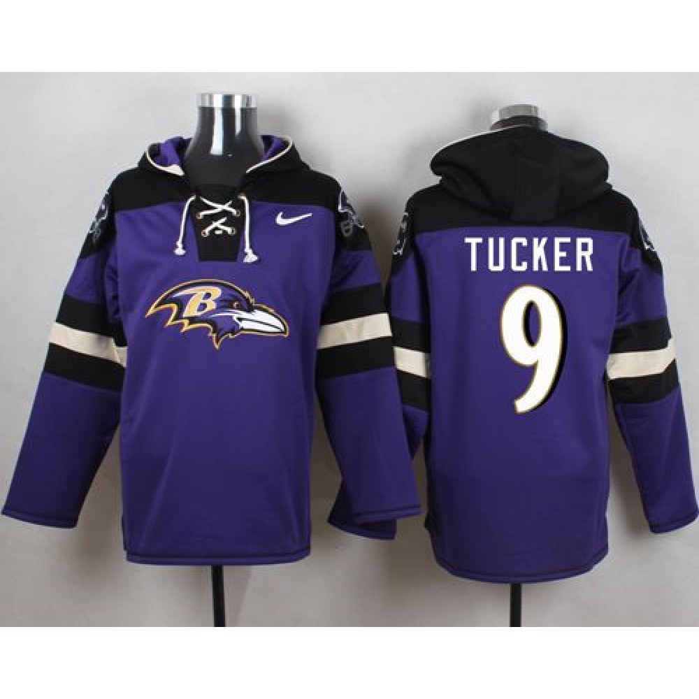 Ravens #9 Justin Tucker Purple Player Pullover NFL Hoodie