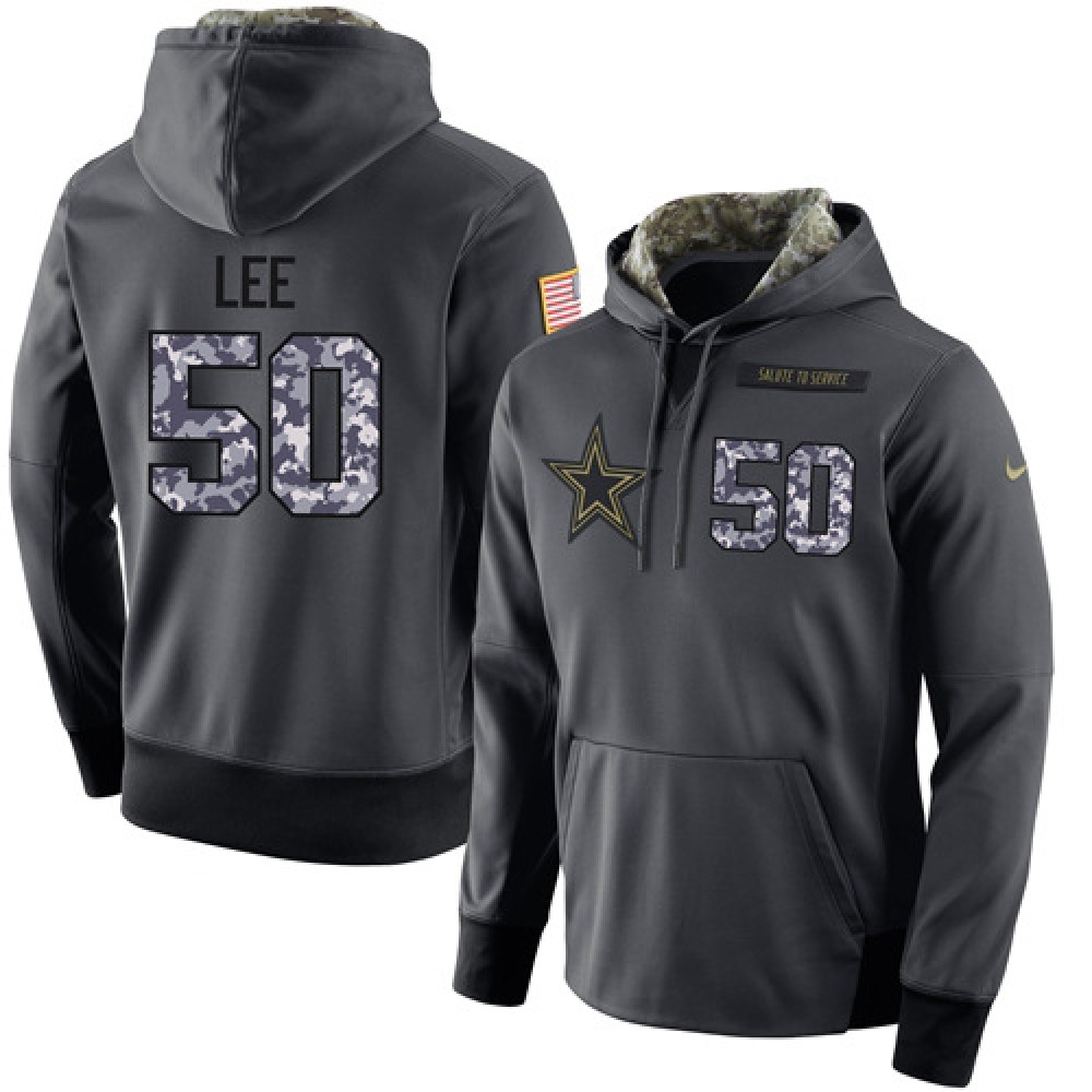 NFL Men'sDallas Cowboys #50 Sean Lee Stitched Black Anthracite Salute to Service Player Performance Hoodie