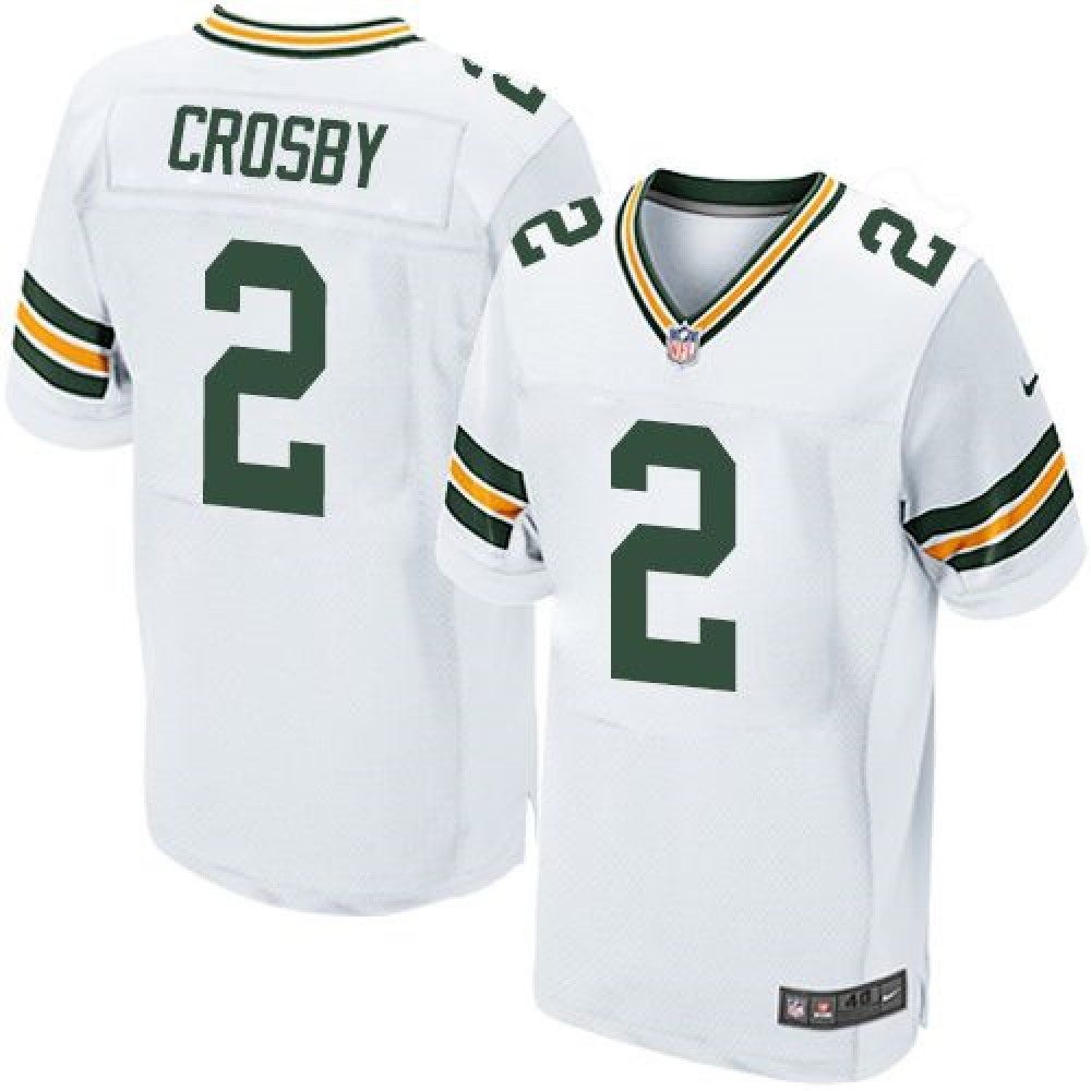 Packers #2 Mason Crosby White Men's Stitched NFL Elite Jersey