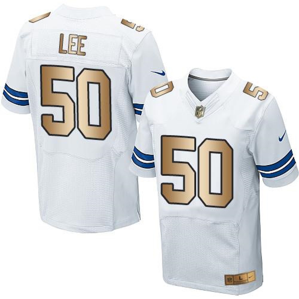 Cowboys #50 Sean Lee White Men's Stitched NFL Elite Gold Jersey