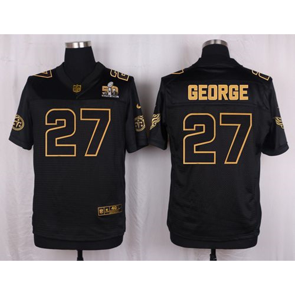 Titans #27 Eddie George Black Men's Stitched NFL Elite Pro Line Gold Collection Jersey