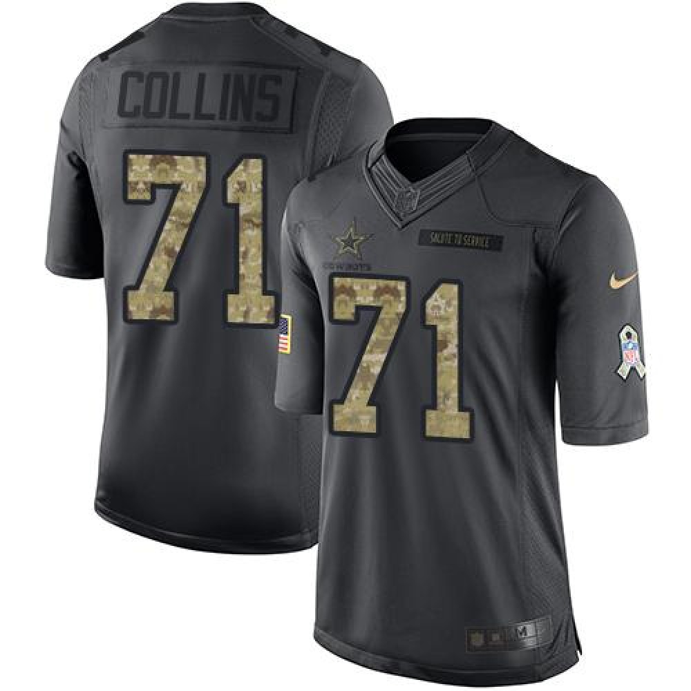 Cowboys #71 La'el Collins Black Youth Stitched NFL Limited 2016 Salute to Service Jersey
