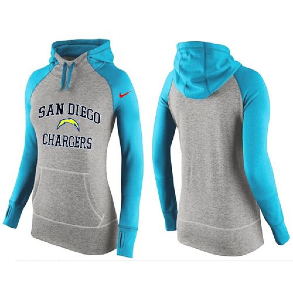 Women'sSan Diego Chargers Performance Hoodie Grey & Light Blue