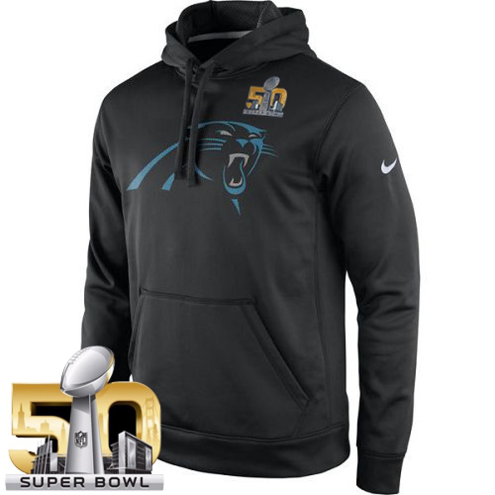 Men's Carolina PanthersBlack Super Bowl 50 Practice Performance Pullover Hoodie