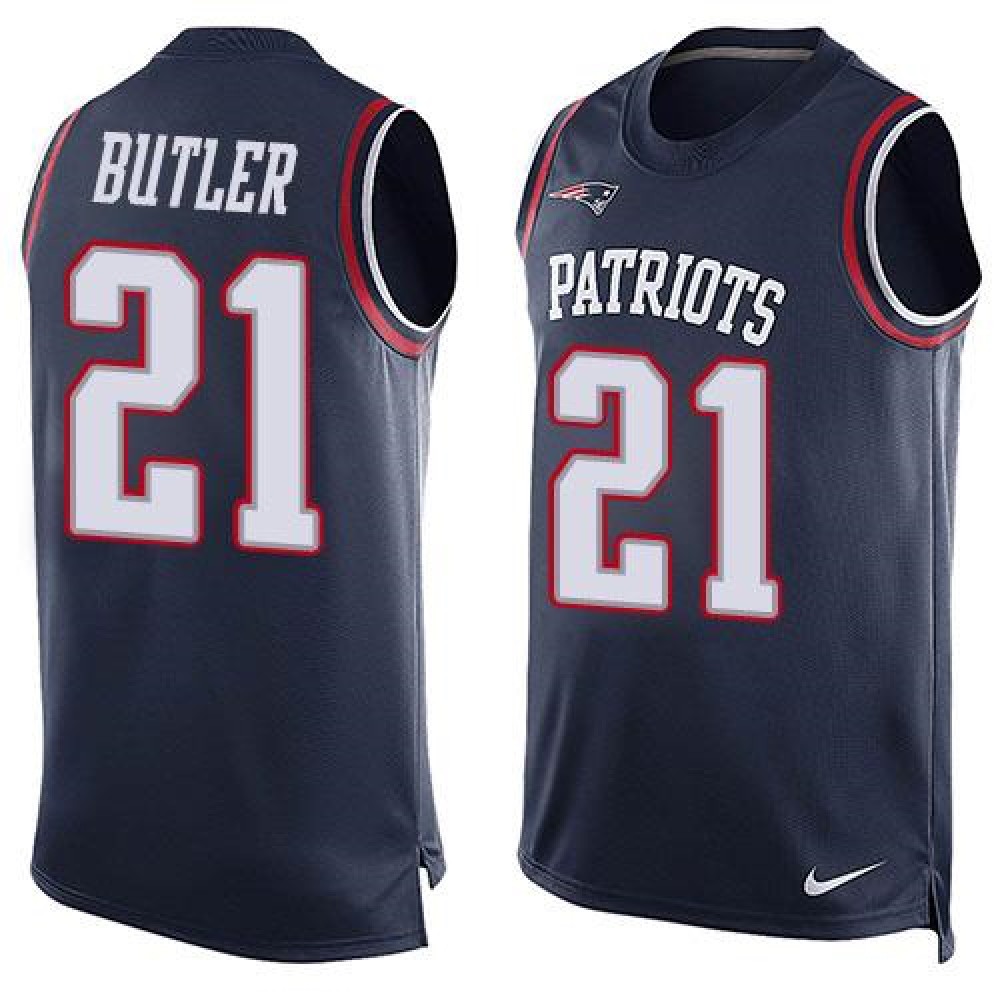 Patriots #21 Malcolm Butler Navy Blue Team Color Men's Stitched NFL Limited Tank Top Jersey