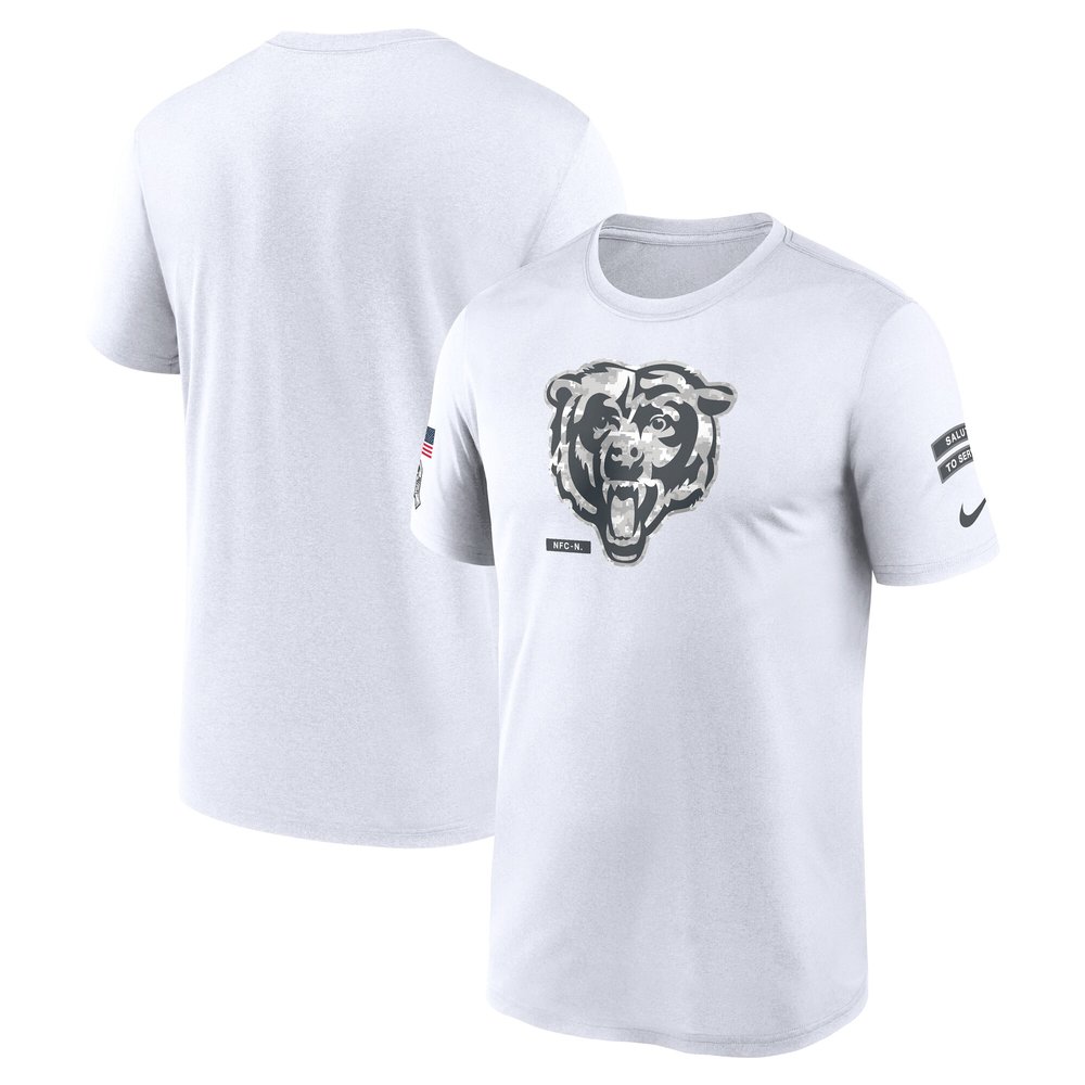 Men's Chicago BearsWhite 2024 Salute To Service Legend Performance T-Shirt