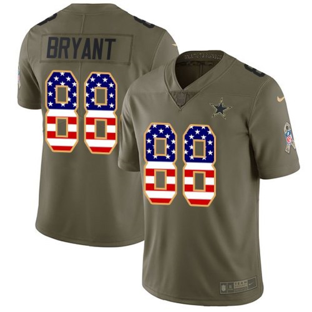 YouthDallas Cowboys #88 Dez Bryant 2017 Salute to Service Olive USA Flag Stitched NFL Limited Jersey