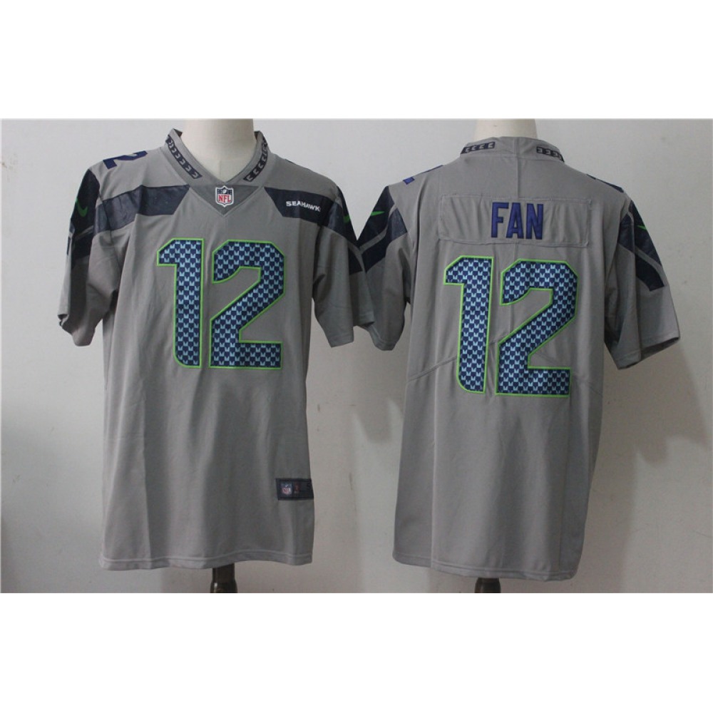 Men'sSeattle Seahawks #12 Fan Grey Stitched NFL Vapor Untouchable Limited Jersey