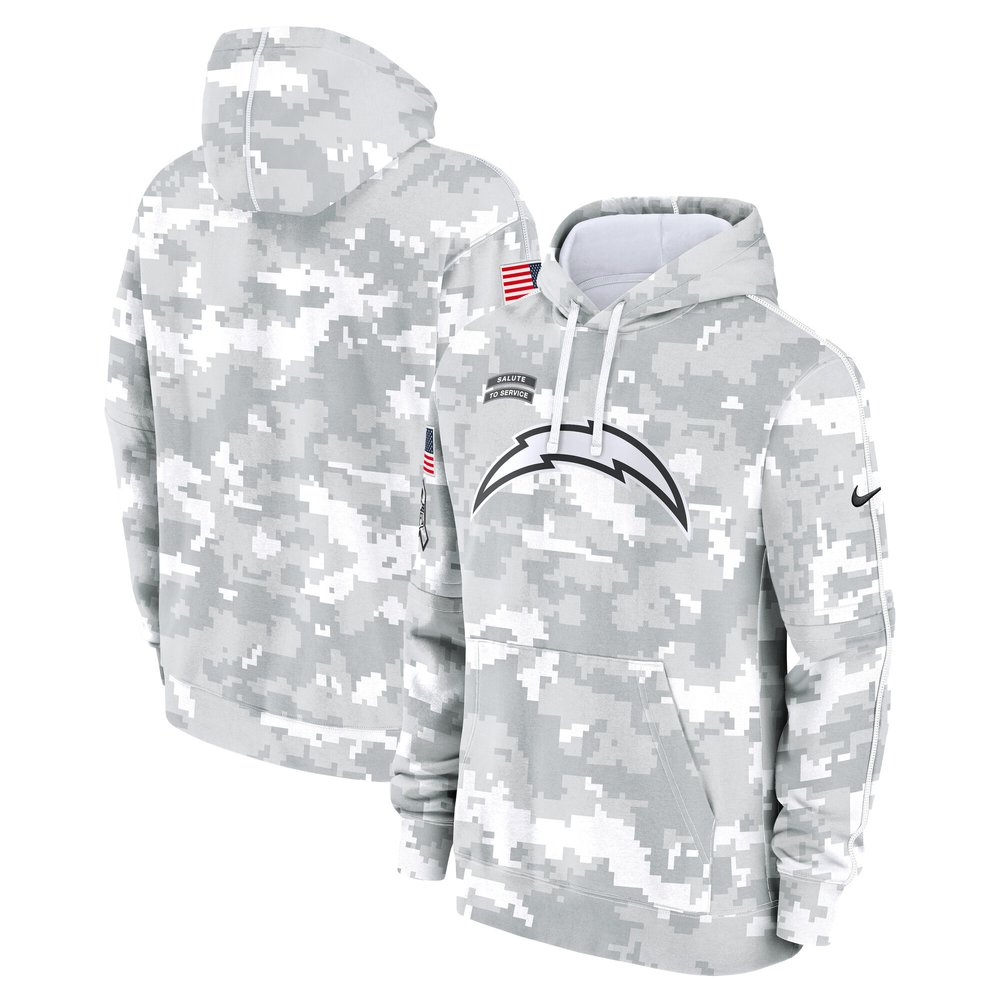 Men's Los Angeles ChargersArctic Camo 2024 Salute to Service Club Fleece Pullover Hoodie