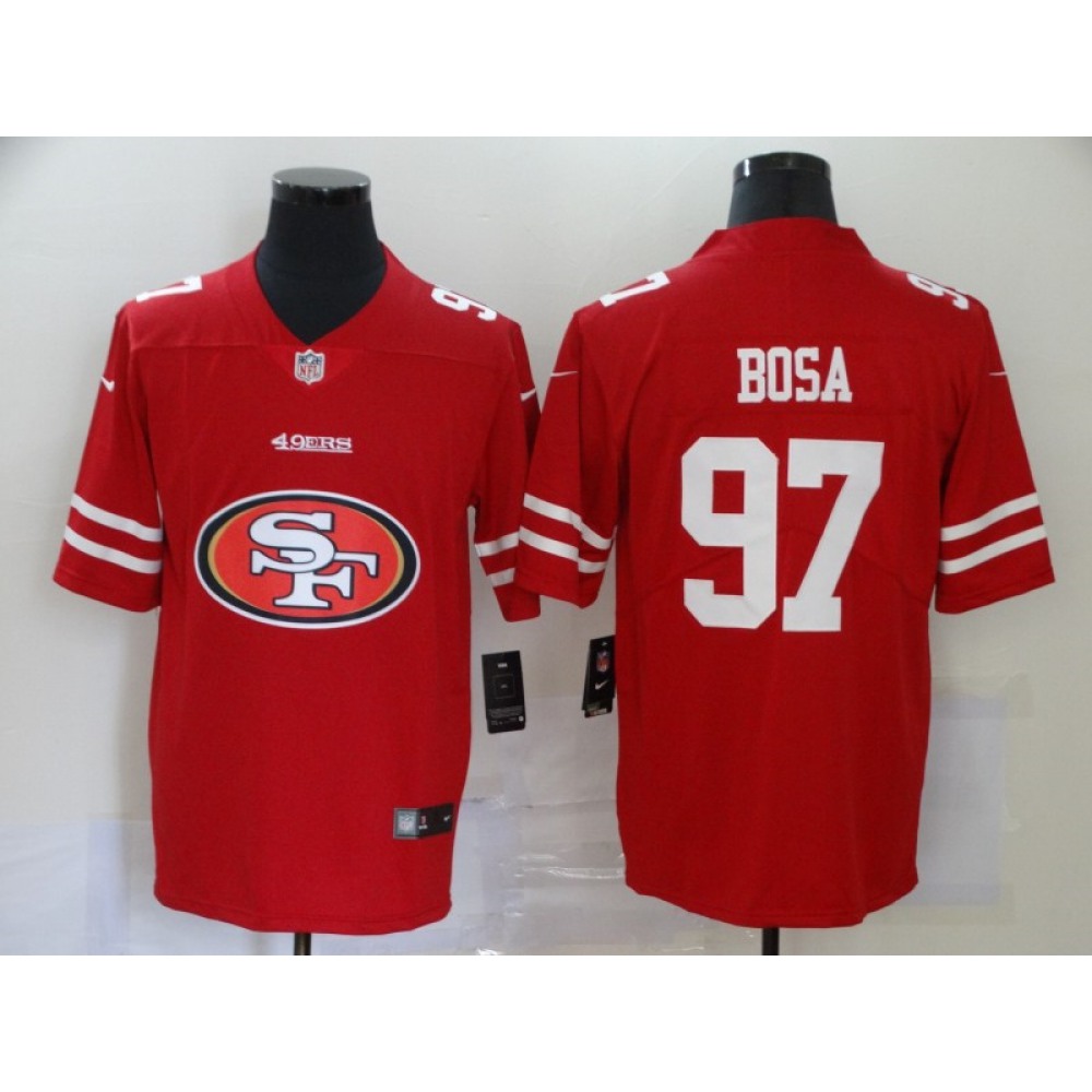 Men's San Francisco 49ers #97 Nick Bosa Red 2020 Team Big Logo Limited Stitched Jersey