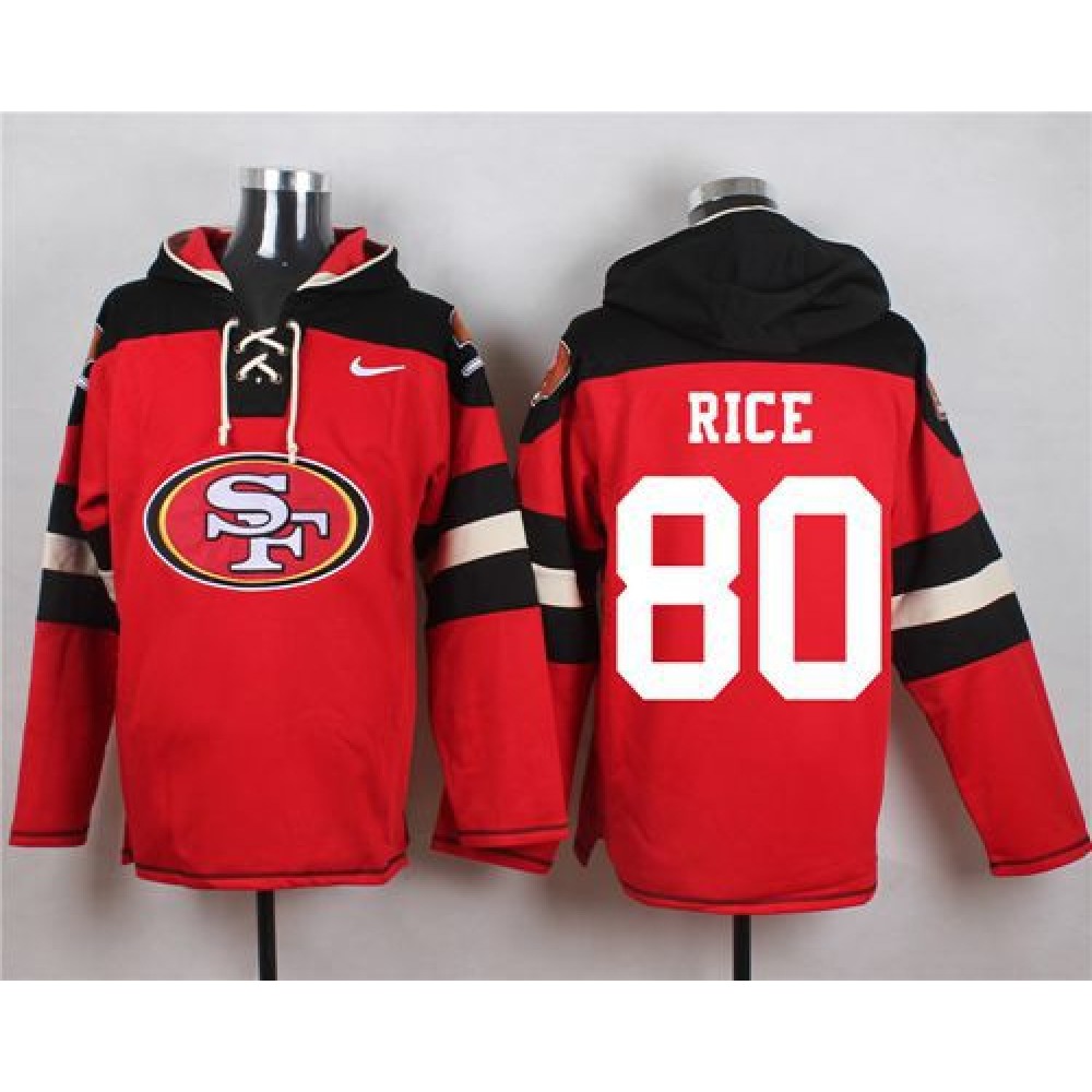 49ers #80 Jerry Rice Red Player Pullover NFL Hoodie