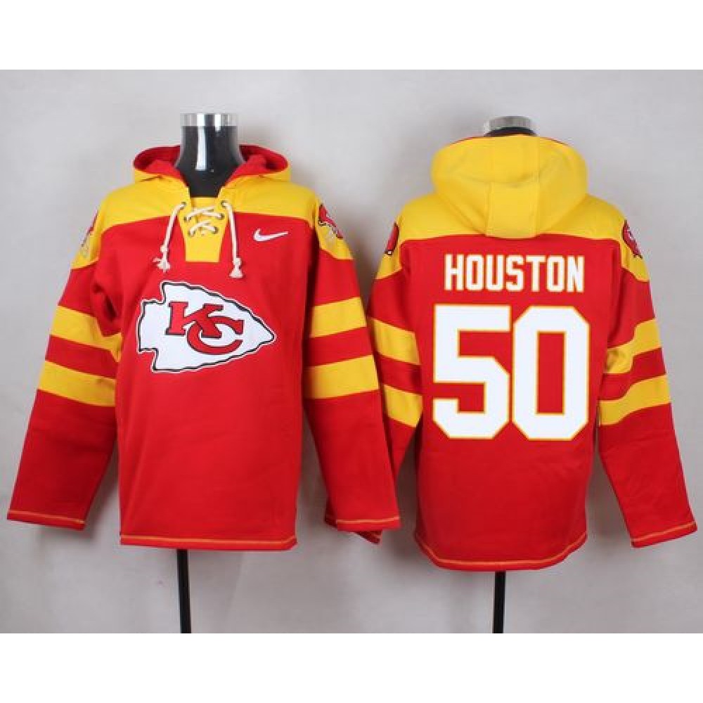 Chiefs #50 Justin Houston Red Player Pullover NFL Hoodie