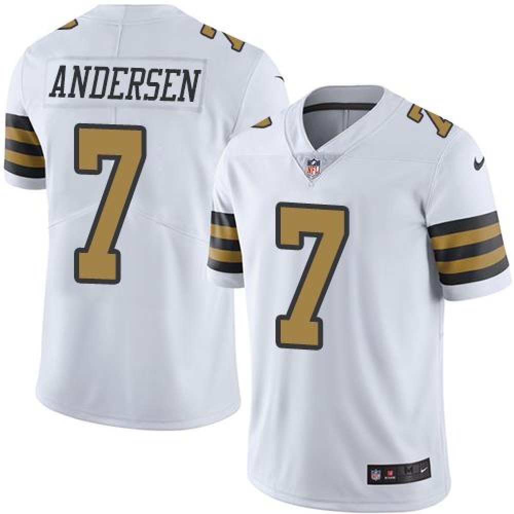 Saints #7 Morten Andersen White Men's Stitched NFL Limited Rush Jersey