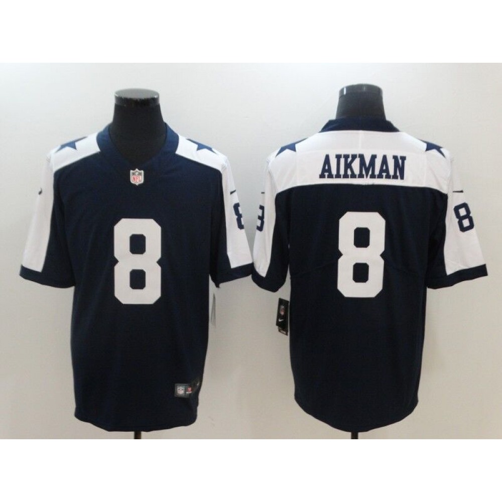 Men'sDallas Cowboys #8 Troy Aikman Navy Blue Thanksgiving Vapor Untouchable Throwback Limited Stitched NFL Jersey