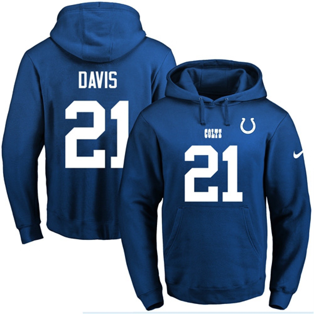 Colts #21 Vontae Davis Royal Blue Name & Number Pullover NFL Hoodie