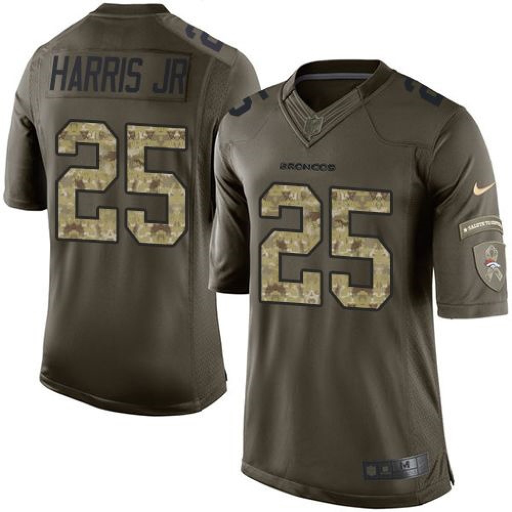 Broncos #25 Chris Harris Jr Green Youth Stitched NFL Limited Salute to Service Jersey