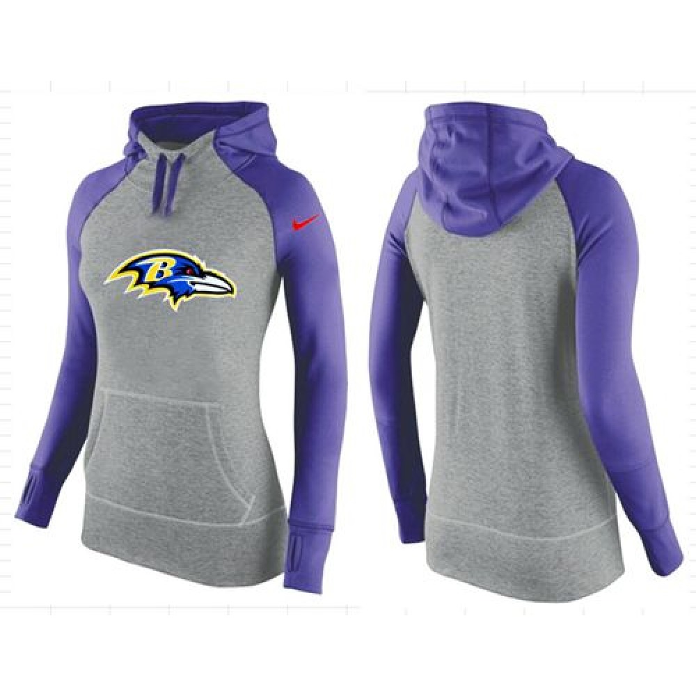Women'sBaltimore Ravens Performance Hoodie Grey & Purple_2