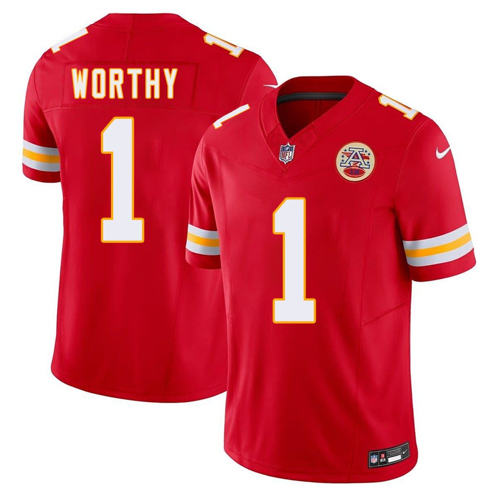 Men's Kansas City Chiefs #1 Xavier WorthyRed 2024 NFL Draft First Round Pick Player F.U.S.E. Vapor Untouchable Limited Stitched Football Jersey