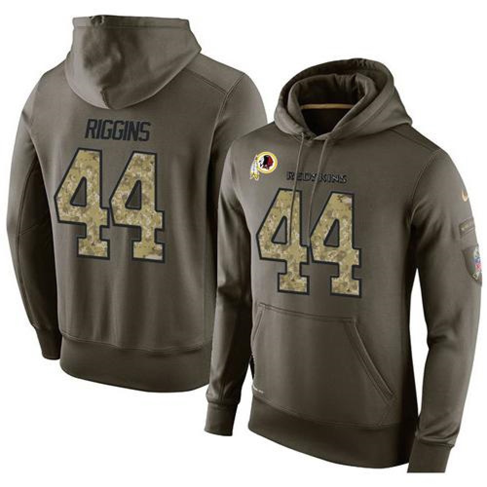 NFL Men'sWashington Redskins #44 John Riggins Stitched Green Olive Salute To Service KO Performance Hoodie