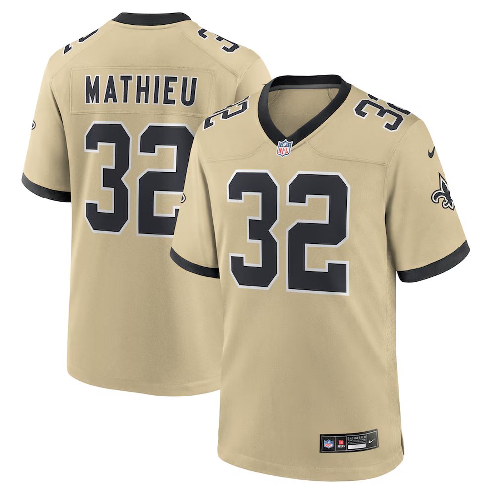 Men's New Orleans Saints #32 Tyrann Mathieu Nike Gold Gameday Golds Alternate Game Player Jersey