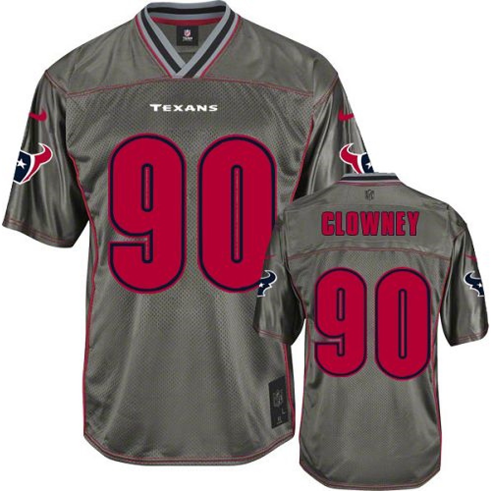 Texans #90 Jadeveon Clowney Grey Men's Stitched NFL Elite Vapor Jersey