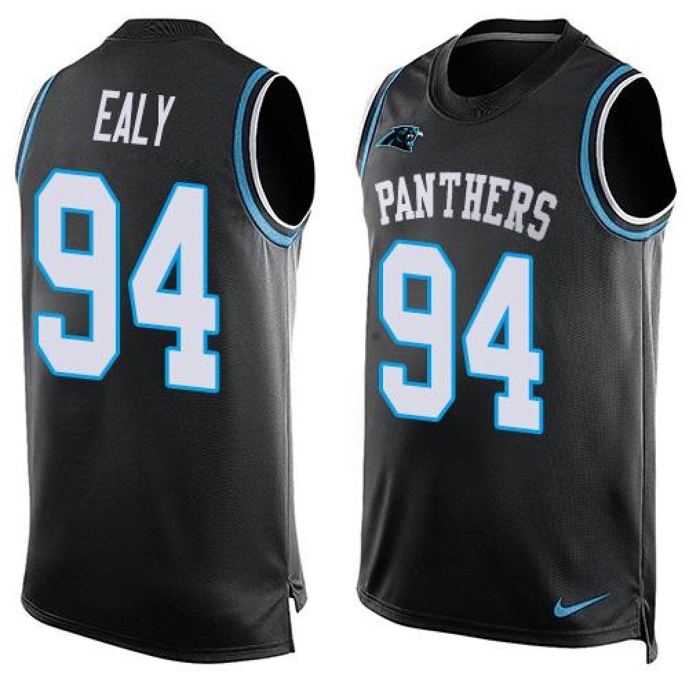 Panthers #94 Kony Ealy Black Team Color Men's Stitched NFL Limited Tank Top Jersey