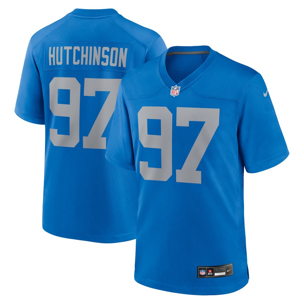 Men's Detroit Lions #97 Aidan HutchinsonBlue Alternate Game Jersey